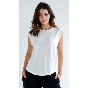 T-shirt à épaules dénudées pour femmes, blanc, vêtements de sport, hauts de sport, t-shirt de fitness pour femmes, t-shirt d'exercice - Product Image 1