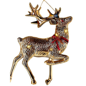 Hand Blown Glass Reindeer Ornament-Gold Gilded Stag Figurine Openable 100mm <b>Mini</b> Hanging <b>Tree</b> Decor - Product Image 2