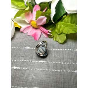 Navajo-Made Natural Sonoran Mountain <b>Turquoise</b> & Sterling Silver <b>Ring</b> Size 9.25 Bezel Setting Gift - Product Image 4