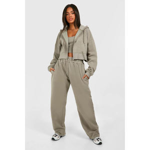 ชุดเซ็ตผู้หญิง เสื้อยืดสีพื้นเอวสูง กางเกงขายาวทรงตรงหลวมสบาย สไตล์ลำลอง สำหรับฤดูใบไม้ผลิ ขายส่ง - Product Image 3