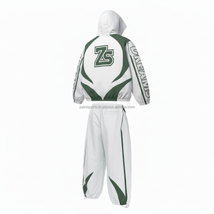 Conjunto cortavientos de poliéster GSM 220 de calidad superior de talla grande, conjunto cortavientos de diseño de panel blanco y verde transpirable ligero - Product Image 4