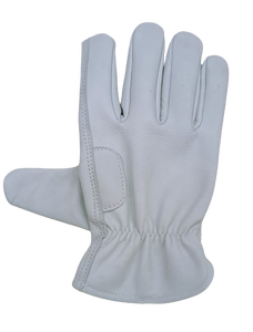 Guantes de Seguridad para Conductor de Cuero Vacuno Natural Blanco Premium, Anti-Impacto, Reforzados, con Diseño de Pulgar Keystone, FARSANA - Product Image 4