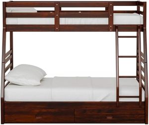 Estilo tradicional de madera maciza doble sobre litera de almacenamiento completo en muebles de nogal oscuro juego de dormitorio - Product Image 5