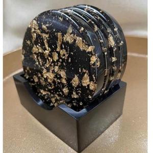 Dessous de verre en résine artistique avec des tapis époxy faits à la main en marbre stratifié brillant parfaits pour le bureau de la table basse à la maison et les cadeaux - Product Image 5