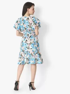 Femmes été sans manches robe courte décolleté plongeant Floral impression numérique décontracté Floral Western élégant nouveau Design naturel - Product Image 3