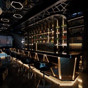 Éclairage de bar de discothèque en marbre noir de luxe personnalisé Comptoir de bar de restaurant à LED pour usage commercial - Product Image 1