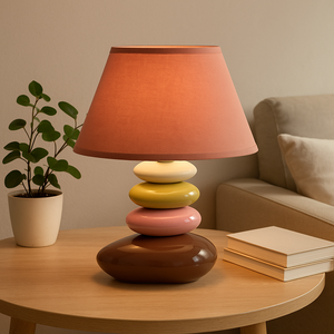 Lampada da tavolo in ceramica multicolore europea con Base in pietra Design, decorazione per la casa contemporanea luce da comodino - Product Image 1