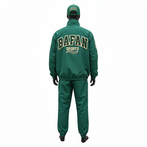 Conjunto de Chaqueta Cortavientos para Hombre, Poliéster Tejido de Alta Calidad, Pantalón Anorak Verde, Panel Lateral con Logotipo Aplicado Personalizado, Conjunto de Chaqueta Cortavientos de Talla Grande - Product Image 2