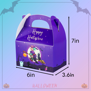 Cajas Autoarmables para Dulces de Halloween con Asa, Diseño de Dibujos Animados Impresos en Cuatro Colores, Laminación Brillante, Cartón Rectangular, Regalo Artesanal - Product Image 2