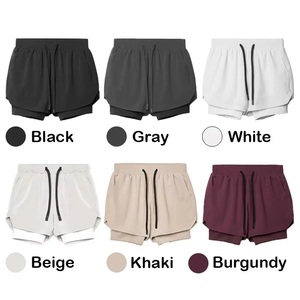 Casual Style Double-<b>layer</b> Eco-Friendly Canvas <b>Mid</b> Waist Waterproof Plain Dyed Quick Drying Drawstring Men's Fitness Gym Shorts - Product Image 4