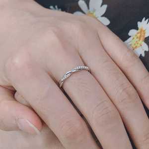 Anillo de Compromiso o Matrimonio de Plata de Ley 925 con Corte de 1.3 mm, Diseño de Cuerda Trenzada, Engaste de Púas, Moissanita, Eternidad Completa, para Mujer - Product Image 5