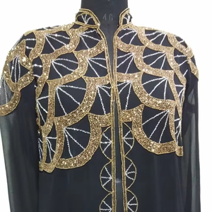 Robe de mariée moderne et sobre pour la mère des mariées, abaya, dentelle brodée de cristaux, sequins, manches longues, coupe A, grande taille - Product Image 1
