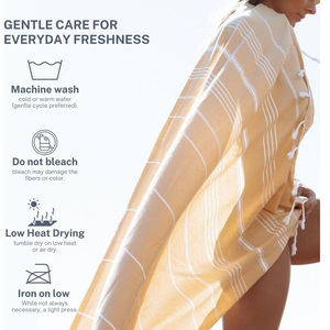 Hammam doux Fouta coton turc serviette tissé à la main drap de bain léger séchage rapide absorbant Spa Wrap plage couverture pique-nique - Product Image 3
