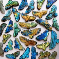 Aigle Labradorite fait à la main de haute qualité sculptant des pierres précieuses naturelles bleues avec sculpture en cristal unique Flash complet certifié GIA