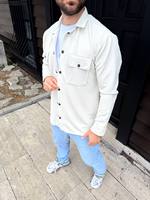 Chemise-veste en coton à carreaux pour homme avec logo personnalisé, manches longues, boutons, poches, pour un usage quotidien décontracté