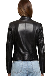 Veste en cuir de haute qualité pour femmes, veste en cuir de grande taille pour femmes, veste en cuir personnalisée Vintage classique à glissière OEM pour femmes par Canleo - Product Image 5