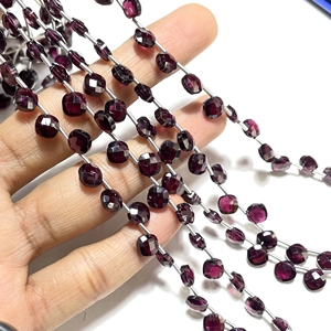 Perles Briolette en forme de coussin à facettes en gros Pierre fantaisie rouge naturelle 6.5-7.5MM Perceuse latérale en vrac - Product Image 5