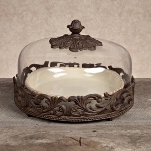 Classic Style Indian Hand Engraved Vintage Style Brass Gold <b>Cake</b> <b>Stand</b> <b>Glass</b> Dome <b>Cake</b> Cover for Home and <b>Cake</b> Decor - Product Image 2