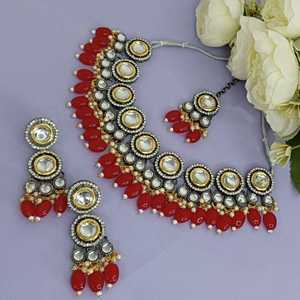 Mayorista indio Faux Kundan CZ Cubic Zirconia Crystal Nupcial Gargantilla Collar Pendientes Conjunto para boda Fiesta Regalo de dama de honor - Product Image 2