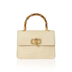 Sac en cuir italien gaufré façon croco avec poignée naturelle incurvée - PS624 - Élégant - Product Image 2