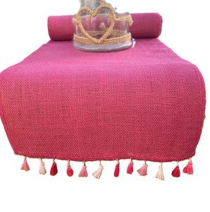 Camino de mesa de yute y encaje con borlas de color personalizado, alfombrilla de mesa tejida para el hogar, hoteles, bodas y vacaciones, precio razonable - Product Image 4