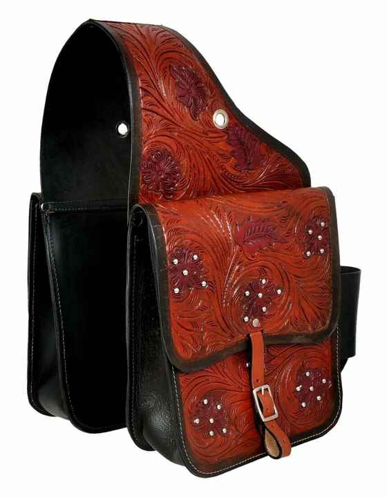 Hand Tooling Crafted Beautiful Saddle Bags Western Style Horse Saddle