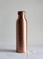 Bouteille d'eau sport artisanale en cuivre pur 1000 ml avec revêtement anti-corrosion, écologique, compatible eau bouillante, unisexe, pour yoga et usage quotidien, avec couvercle