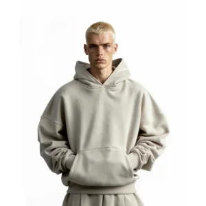 Sudadera con Capucha Y27 Heavy Boxy Orgánica de Invierno - Talla XL Color Ahumado con Bordado 3D, Tejido French Terry de 500g, Etiqueta Personalizada Serigrafiada - Product Image 1