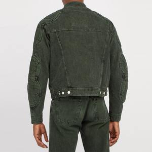 Veste décontractée de moto verte pour homme, veste en jean, vente chaude, veste en jean délavée, mode moto, coton - Product Image 5
