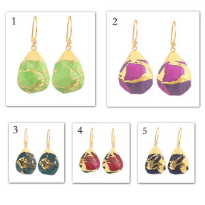 Hot Sell Mohave Purple <b>Copper</b> Turquoise Handmade Teardrop Earrings 24k Gold Plated Ear Wire Drop Dangle Earrings Party Wear Gift - Product Image 2