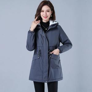 Women's Casual Winter Cotton Puffer <b>Jacket</b> Long Snow Drift Outwear <b>with</b> Plush Hood and Wool <b>Lining</b> Breathable Printed Technics - Product Image 5