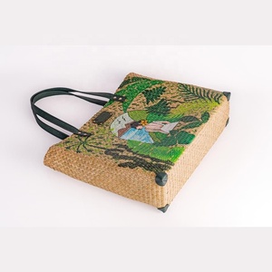 Handmade <b>Straw</b> Seagrass Handbag Women <b>Bags</b> With Hand Painting - Product Image 5