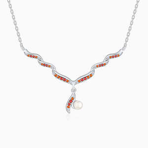 สร้อยคอมุกน้ำจืดทรงมันฝรั่งสีเงินเกอายา - Product Image 1