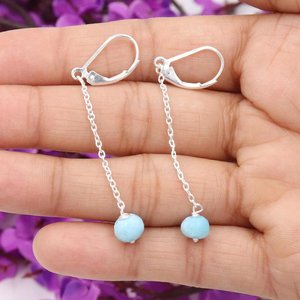 ต่างหูพลอยอัญมณีทรงกลมธรรมชาติสำหรับผู้หญิง925เงินแท้เครื่องประดับแฮนด์เมดสำหรับผู้หญิงทุกราศี - Product Image 1