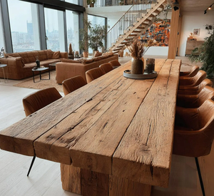 Mesa de Comedor Moderna Hecha a Mano de Madera Maciza Ecológica para Hotel y Hogar, Muebles de Comedor para 6 Personas - Product Image 1