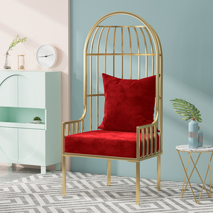 Nordiclobbyhighbackcasualsofachair, Ins Popularsinglepersonironbirdcagesofa Stoel, Lightluxylivingroomcoffeetable - Product Image 1