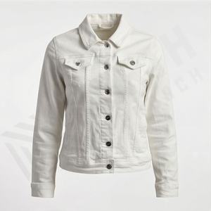 Chaquetas Vaqueras Elegantes para Mujer, Logotipo Personalizado, Impresión de Calidad, Transpirables, de Invierno, de Punto, de Algodón y Poliéster, Cuello Mao, Cortas, a la Moda - Product Image 1