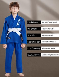 Niños BJJ Gi uniforme 100 algodón preencogido perla tejido Kimono logotipo personalizado bordado brasileño Jiu Jitsu traje de artes marciales - Product Image 2