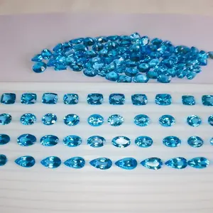 瑞士蓝色黄玉混合尺寸和混合形状所有颜色可用天然宝石手工散装产品蓝色