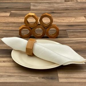 Fabricante DE LA India, decoración de mesa marrón oscuro personalizada, servilletero de madera, forma redonda para mesa de fiesta de boda - Product Image 3