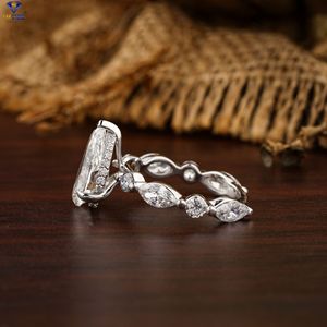4.20 TD lê, Marquise & Vòng cắt kim cương Nhẫn 18K vàng trắng ẩn Halo/chia sẻ prong thiết lập cvd/hpht kim cương labstone - Product Image 3