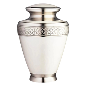 Handcrafted Aluminum Cremation <b>Urn</b> White Finish Cremation <b>Urns</b> with Meena Coating <b>Large</b> 220 Cu Capacity Leak-Proof & Engravable - Product Image 3