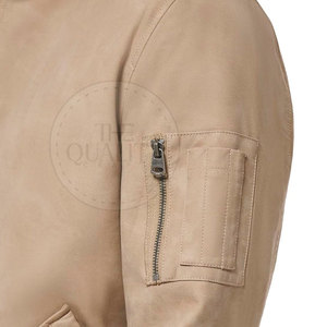 Concevez vos propres vestes en cuir d'hiver personnalisables de haute qualité pour hommes avec col montant et logo avant à manches longues au meilleur prix - Product Image 6