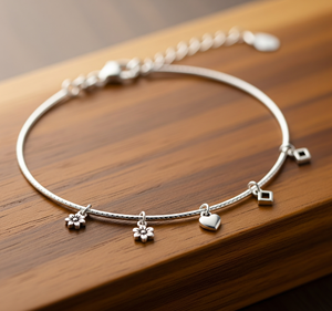 High Quality Handcrafted 925 Sterling <b>Silver</b> Gold Plated <b>Charm</b> Pendant <b>Bracelet</b> Classic Style Everyday Wear Minimalist Women - Product Image 1