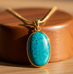 Top Grade Dainty 925 Chaîne En Argent Sterling Bohème Naturel Chrysocolle Forme Ovale Pendentif Guérison Cristal Cadeau De Mode - Product Image 1