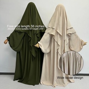 ชุดเดรสฮิญาบแบบถักนิตติ้งลำลอง 2 ชิ้น ชุดอบายะห์ คิมา ผ้าเนื้อนุ่ม สำหรับสตรีชาวมุสลิมในเทศกาลอีดและรอมฎอน ขายส่ง ชุดละหมาดแบบเรียบร้อย ผ้าคลุมศีรษะแบบกว้าง - Product Image 4