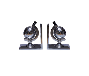 Sujetalibros de metal industrial moderno con acentos recortados geométricos Decoración de estante de oficina funcional - Product Image 1