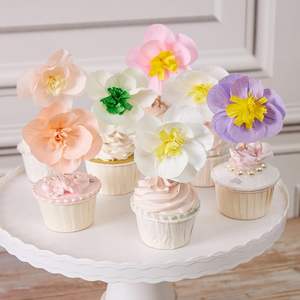 12 Uds. Flores de papel Cupcake Toppers decoración bebé en flor Baby Shower Cupcake Picks decoración fiesta suministros <span class=keywords><strong>para</strong></span> niñas mujeres - Product Image 6