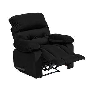Modern Manual <b>Linen</b> Fabric Recliner Chair Black Velvet Classic Rocking Indoor <b>Sofa</b> with Massage Feature for Living Room - Product Image 1