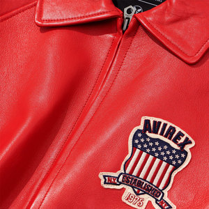 Hot Selling Men's Winter Warm Leather Avirex Bomber Jackets High Quality Genuine Leather <b>Stand</b> Front Vintage Denim Customizable - Product Image 4